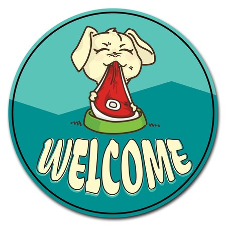 Signmission Welcome Motorcycle Circle Corrugated Plastic Sign C-16-CIR-WS-Welcome puppy